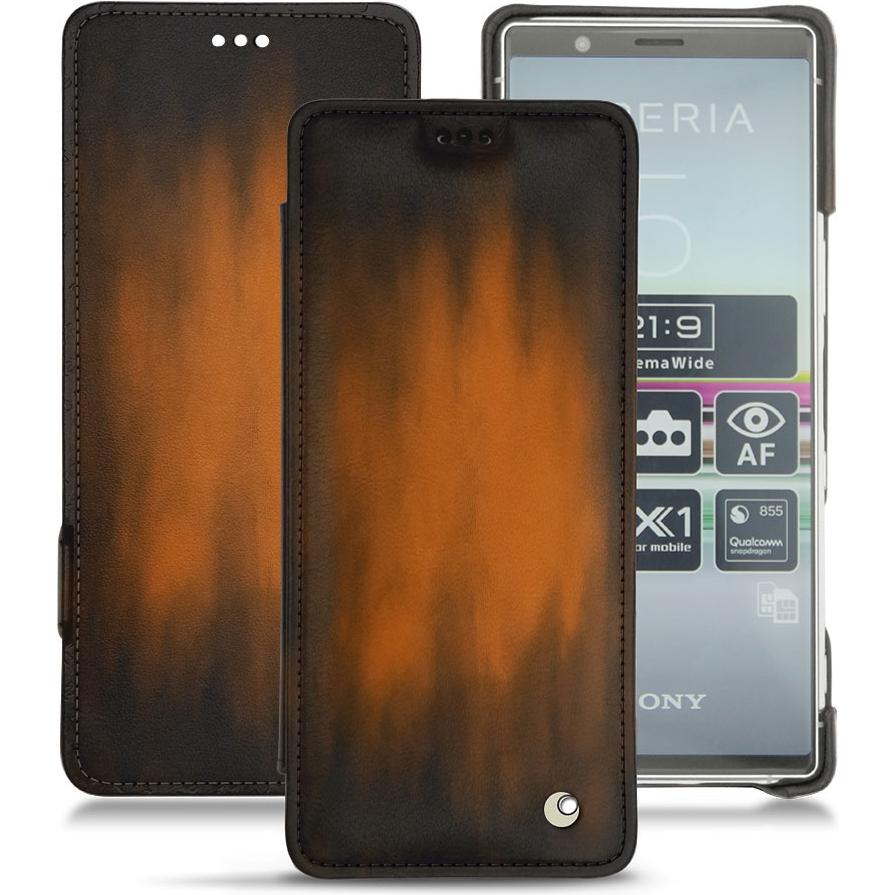 Thumbnail - Noreve Lederschutzhülle horizontal (Sony Xperia 5), Smartphone Hülle, Braun