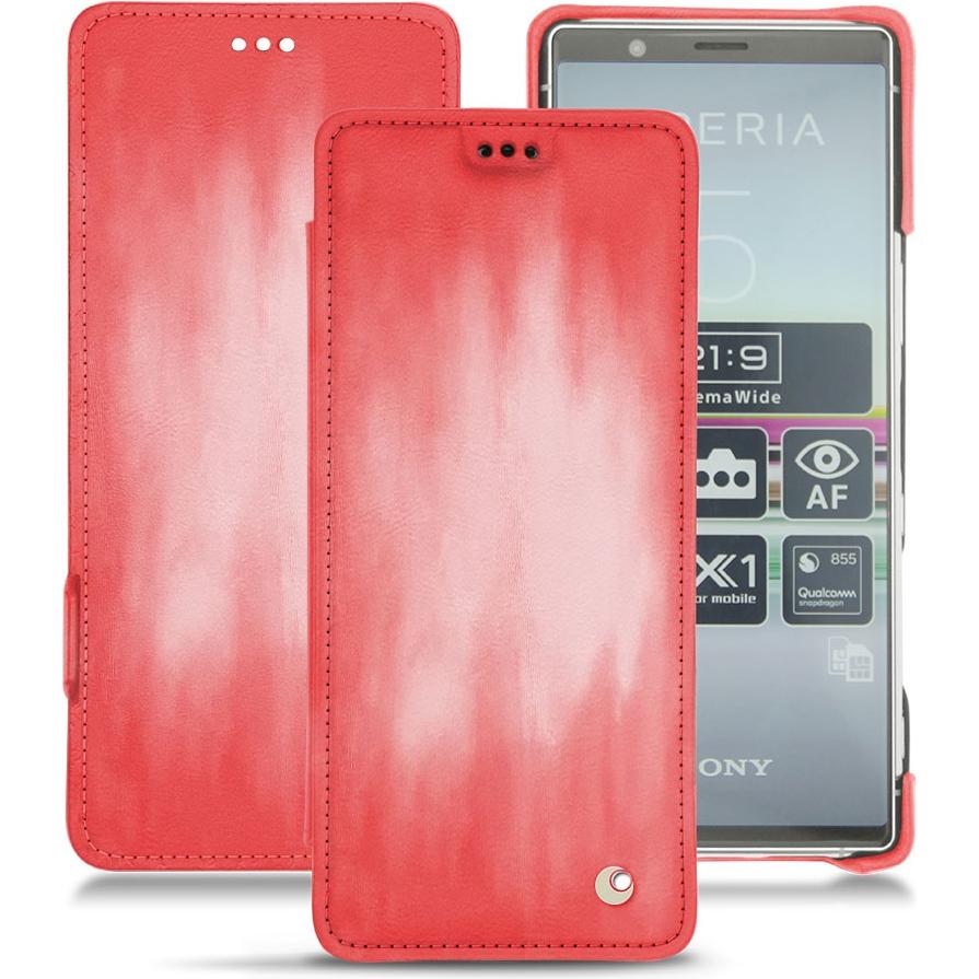 Thumbnail - Noreve Lederschutzhülle horizontal (Sony Xperia 5), Smartphone Hülle, Rosa