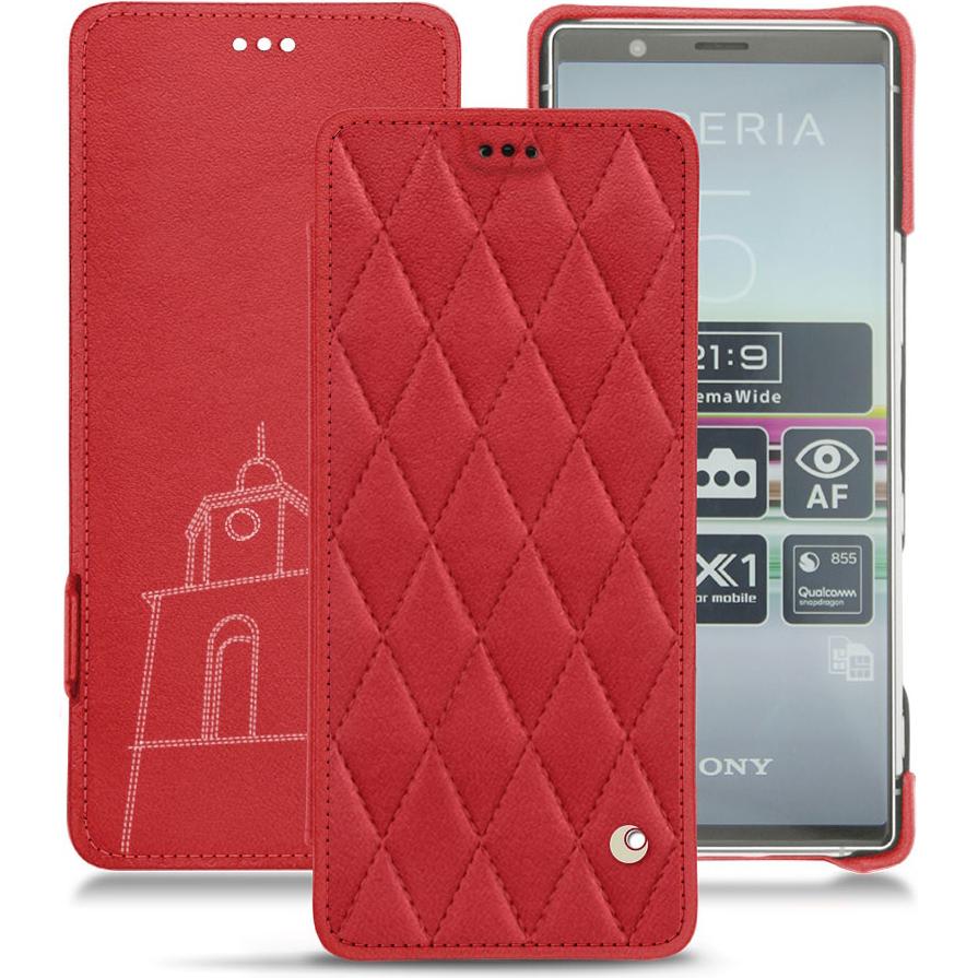 Thumbnail - Noreve Lederschutzhülle horizontal (Sony Xperia 5), Smartphone Hülle, Rot