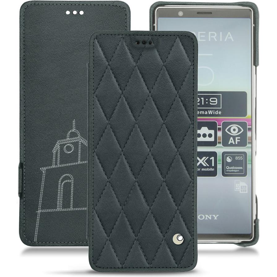 Thumbnail - Noreve Lederschutzhülle horizontal (Sony Xperia 5), Smartphone Hülle, Blau