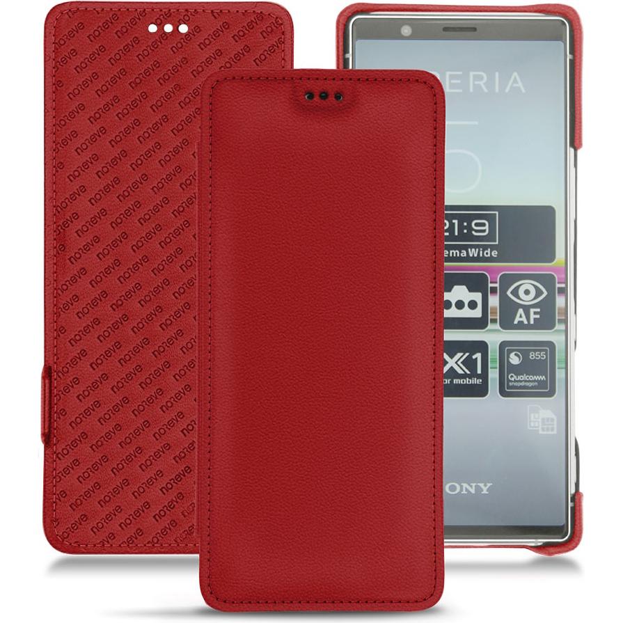 Noreve Lederschutzhülle horizontal (Sony Xperia 5), Smartphone Hülle, Rot