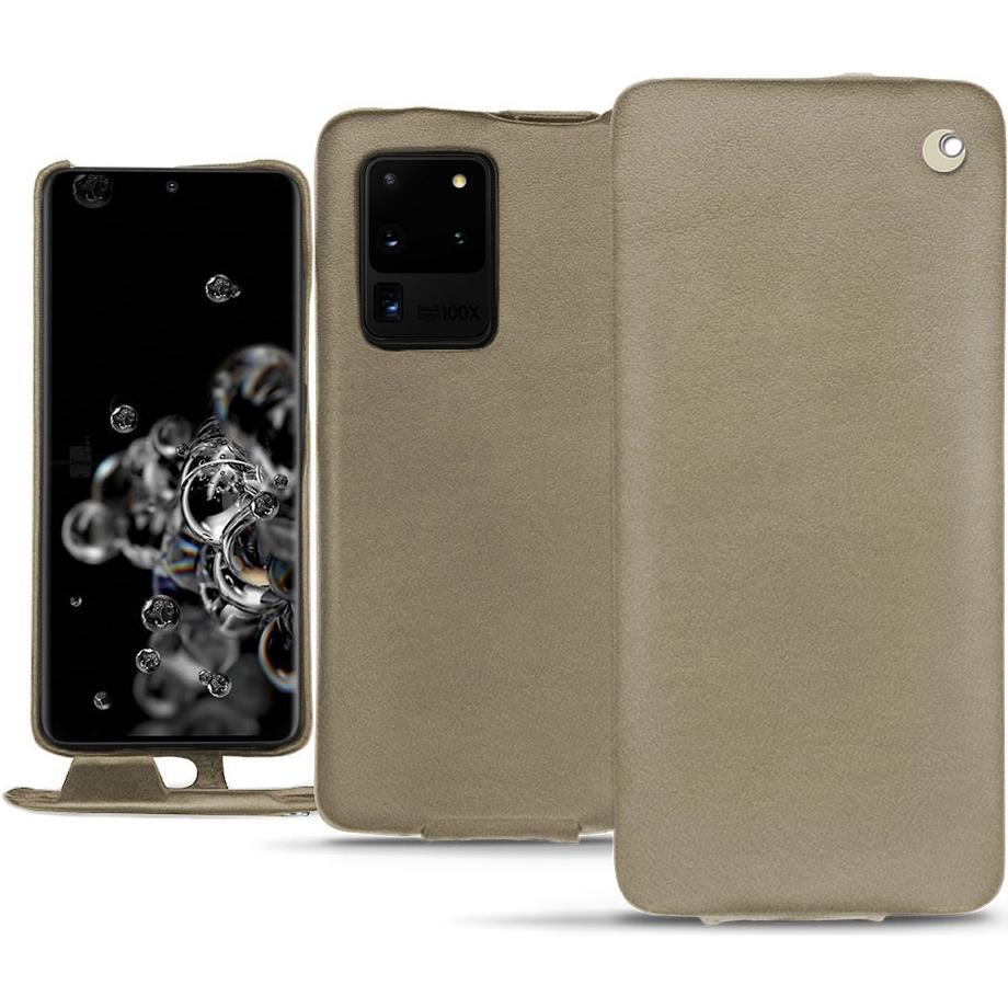 Noreve Lederschutzhülle vertikal (Samsung Galaxy S20 Ultra 5G), Smartphone Hülle, Beige