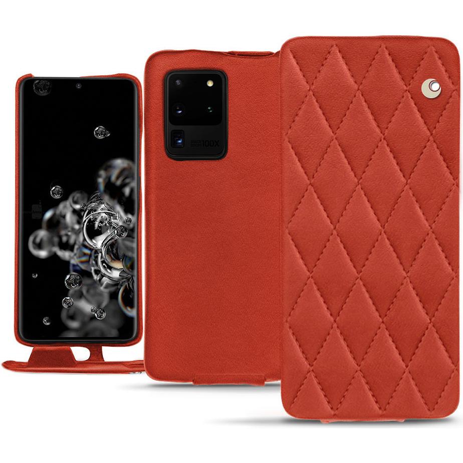 Noreve Lederschutzhülle vertikal (Samsung Galaxy S20 Ultra 5G), Smartphone Hülle, Orange