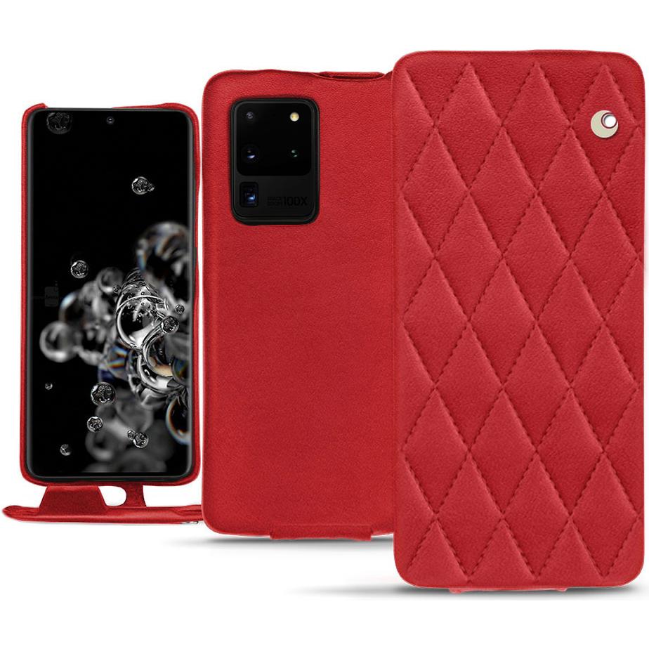 Noreve Lederschutzhülle vertikal (Samsung Galaxy S20 Ultra 5G), Smartphone Hülle, Rot