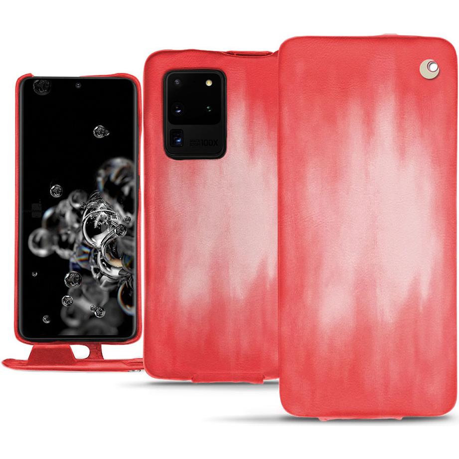 Noreve Lederschutzhülle vertikal (Samsung Galaxy S20 Ultra 5G), Smartphone Hülle, Rosa
