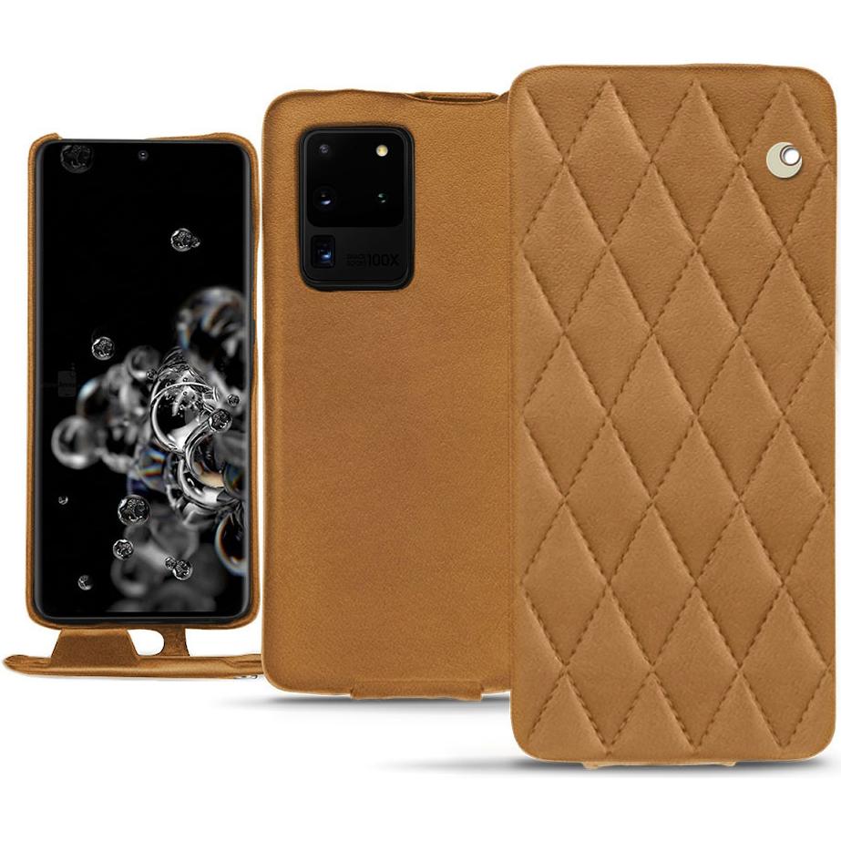 Noreve Lederschutzhülle vertikal (Samsung Galaxy S20 Ultra 5G), Smartphone Hülle, Braun