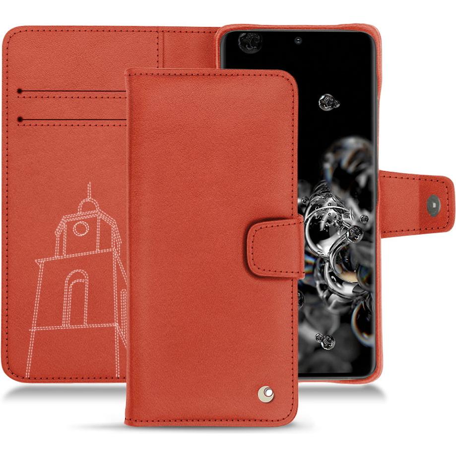 Noreve Lederschutzhülle Wallet (Samsung Galaxy S20+ 5G), Smartphone Hülle, Orange