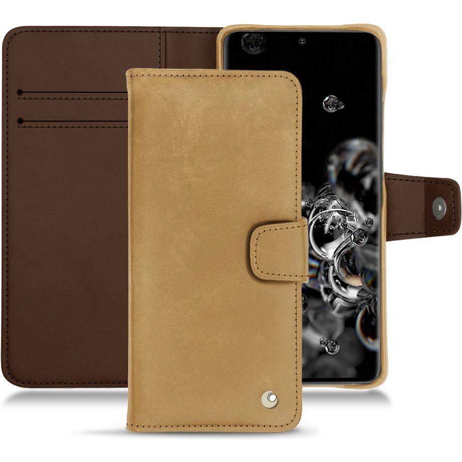 Noreve Lederschutzhülle Wallet (Samsung Galaxy S20 Ultra 5G), Smartphone Hülle, Braun