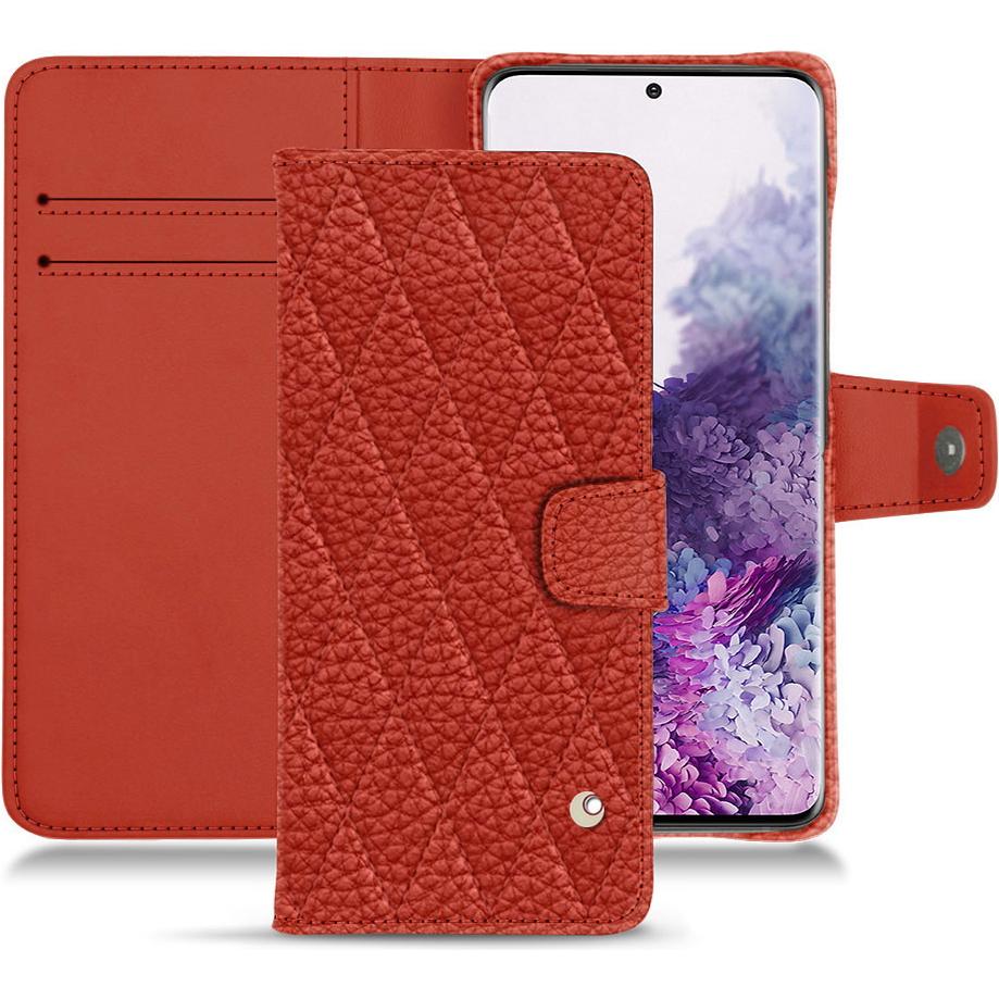 Noreve Lederschutzhülle Wallet (Samsung Galaxy S20), Smartphone Hülle, Orange
