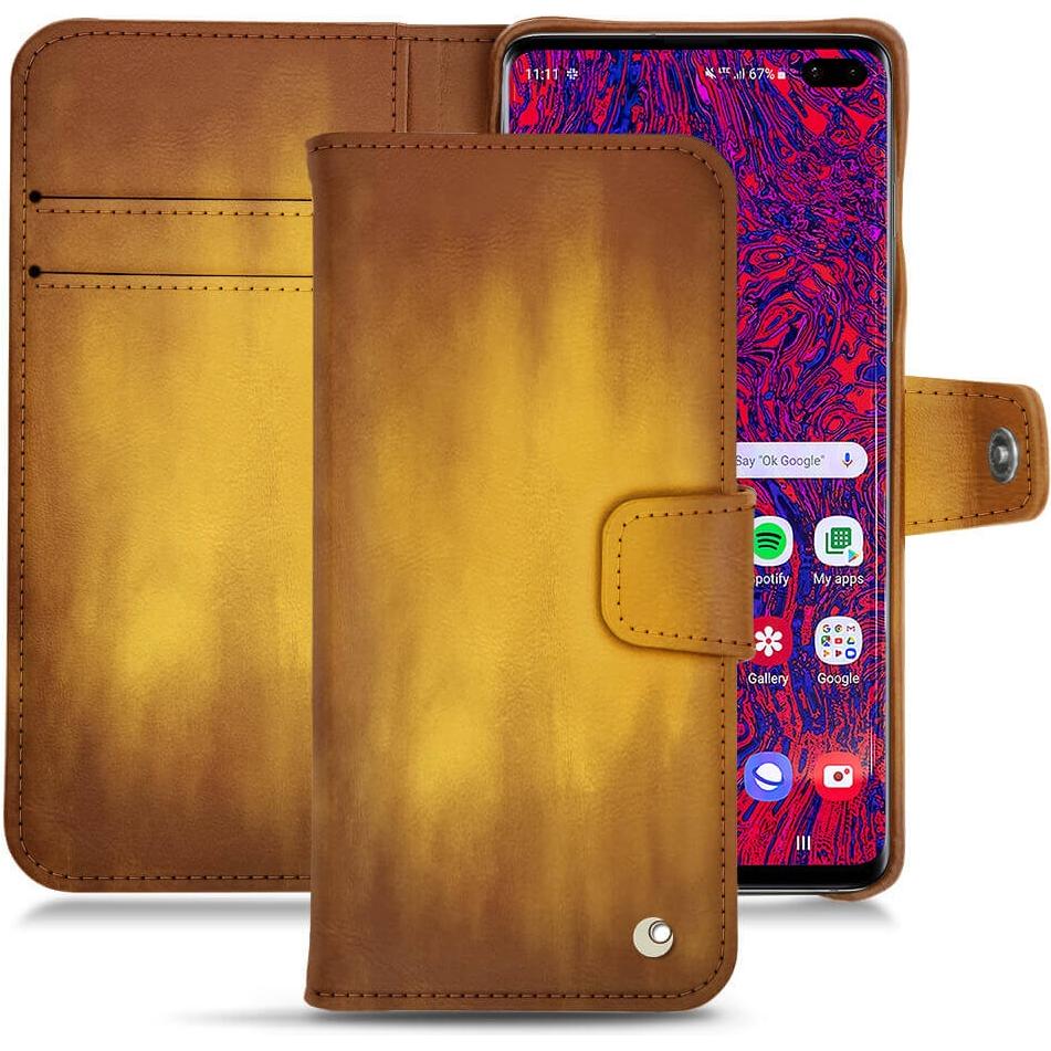 Noreve Lederschutzhülle Wallet (Samsung Galaxy S10 5G), Smartphone Hülle, Gold