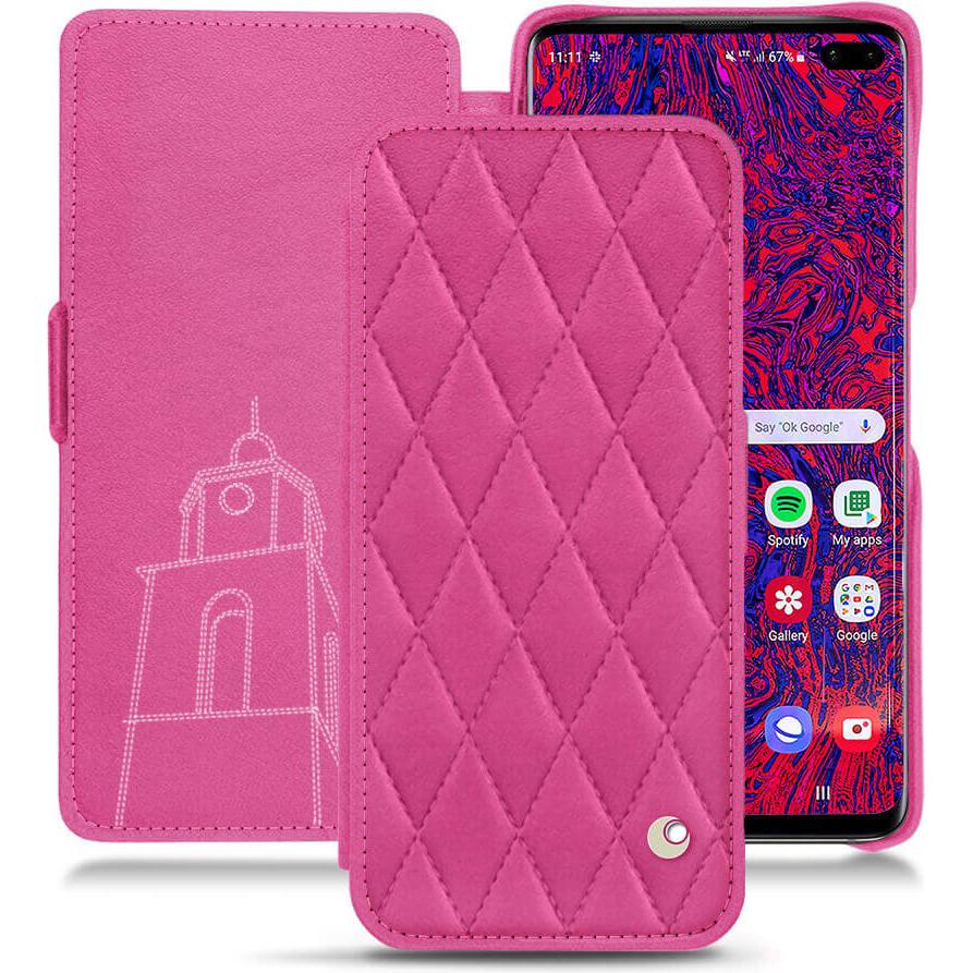 Noreve Lederschutzhülle horizontal (Samsung Galaxy S10 5G), Smartphone Hülle, Rosa