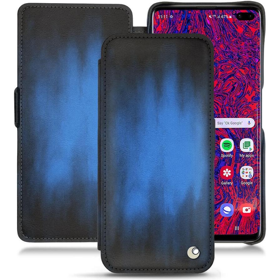 Noreve Lederschutzhülle horizontal (Samsung Galaxy S10 5G), Smartphone Hülle, Blau