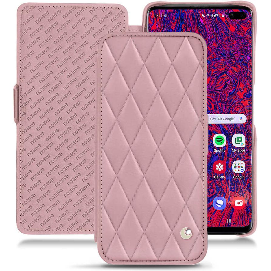 Noreve Lederschutzhülle horizontal (Samsung Galaxy S10 5G), Smartphone Hülle, Rosa
