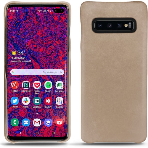 Noreve Lederschutzhülle (Samsung Galaxy S10 5G), Smartphone Hülle, Beige