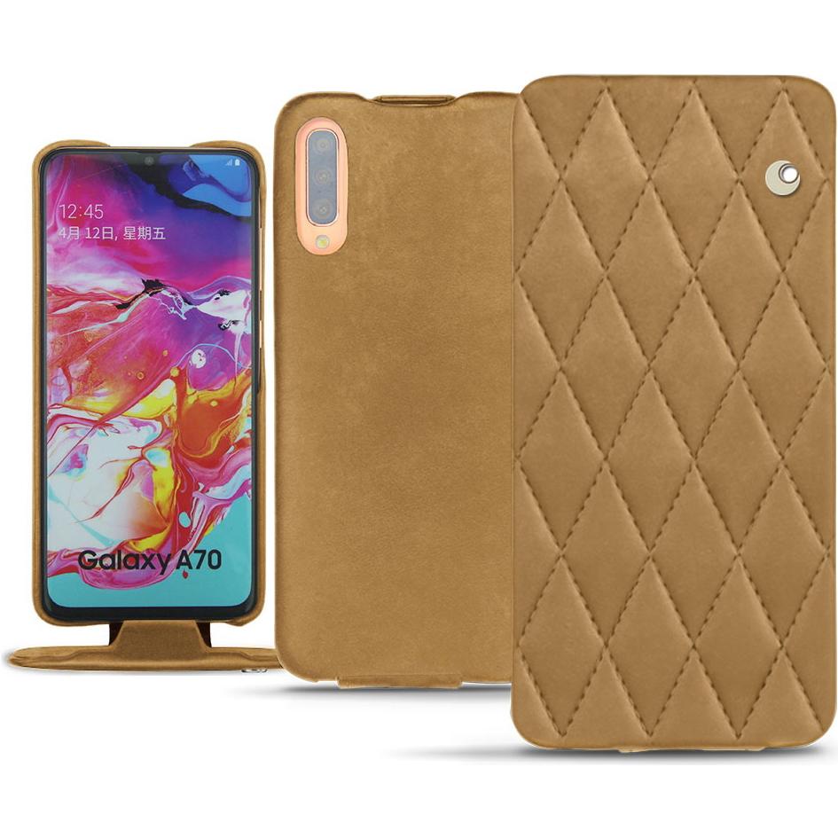 Noreve Lederschutzhülle vertikal (Samsung Galaxy A70), Smartphone Hülle, Braun