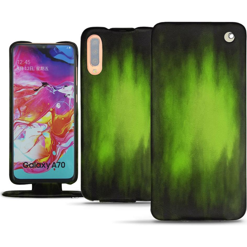 Noreve Lederschutzhülle vertikal (Samsung Galaxy A70), Smartphone Hülle, Grün