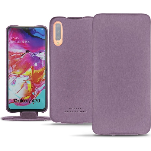 Noreve Lederschutzhülle vertikal (Samsung Galaxy A70), Smartphone Hülle, Violett