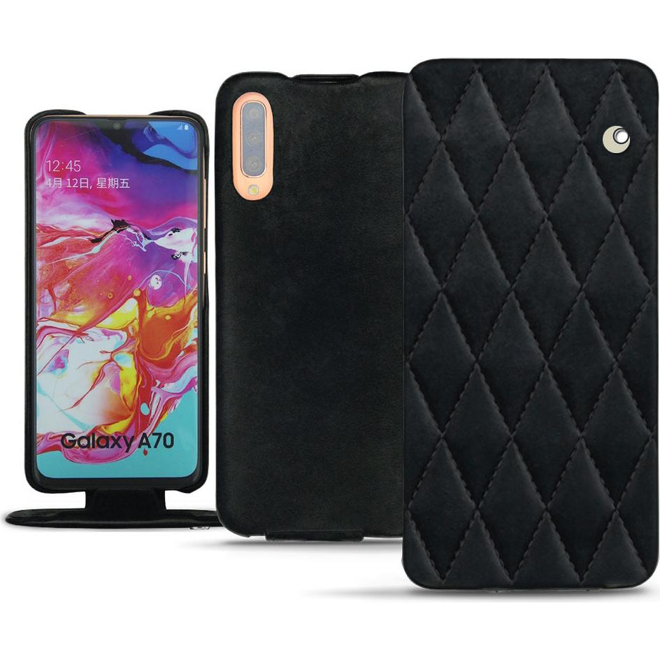 Noreve Lederschutzhülle vertikal (Samsung Galaxy A70), Smartphone Hülle, Schwarz