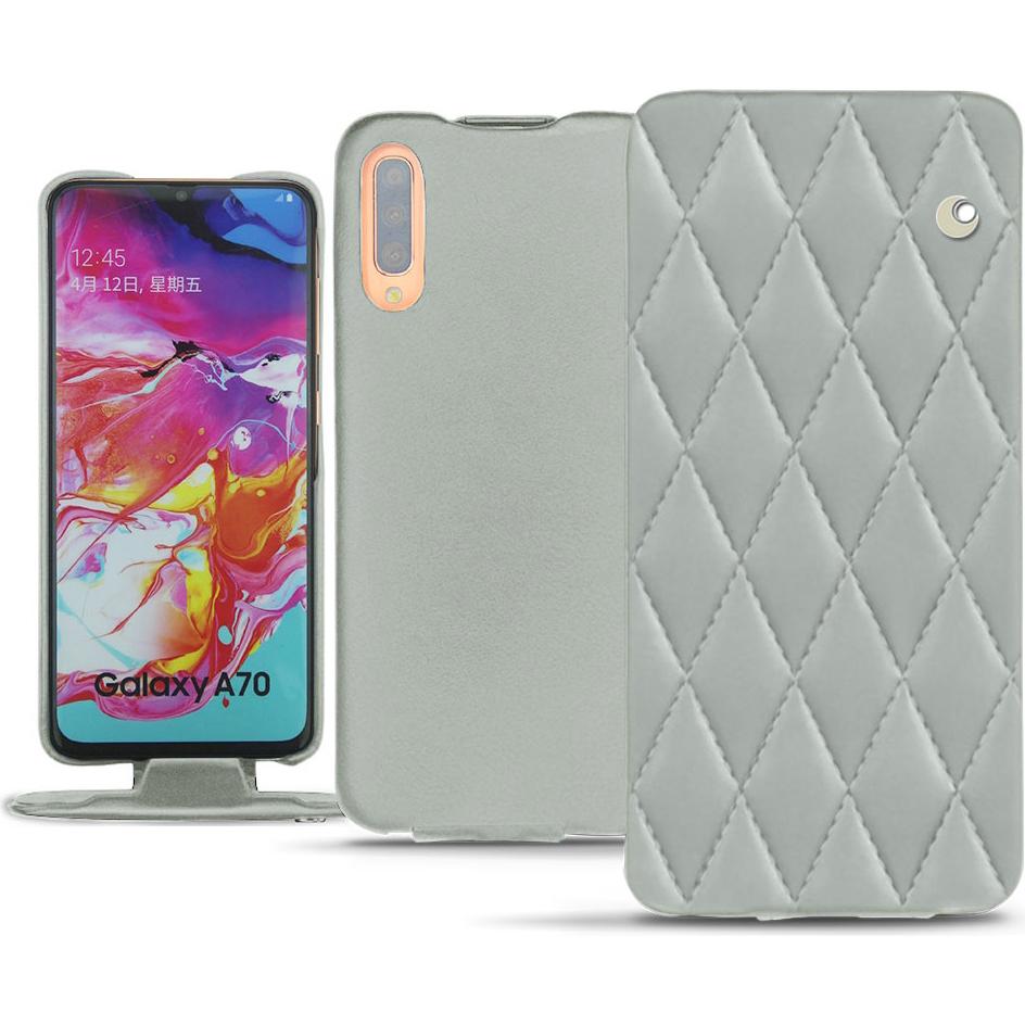 Noreve Lederschutzhülle vertikal (Samsung Galaxy A70), Smartphone Hülle, Grau