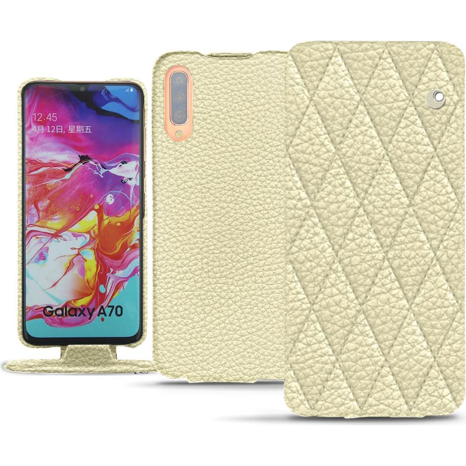 Noreve Lederschutzhülle vertikal (Samsung Galaxy A70), Smartphone Hülle, Beige