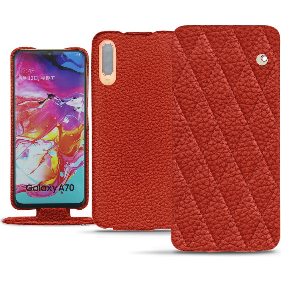 Noreve Lederschutzhülle vertikal (Samsung Galaxy A70), Smartphone Hülle, Orange