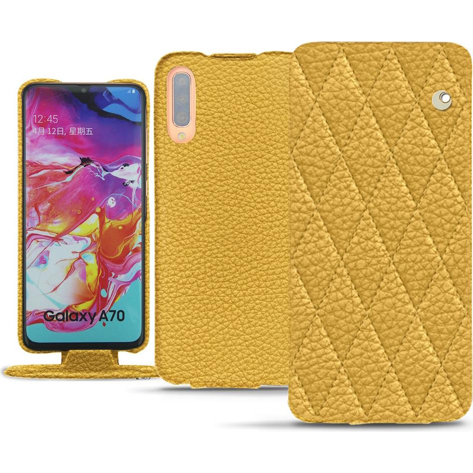 Noreve Lederschutzhülle vertikal (Samsung Galaxy A70), Smartphone Hülle, Orange