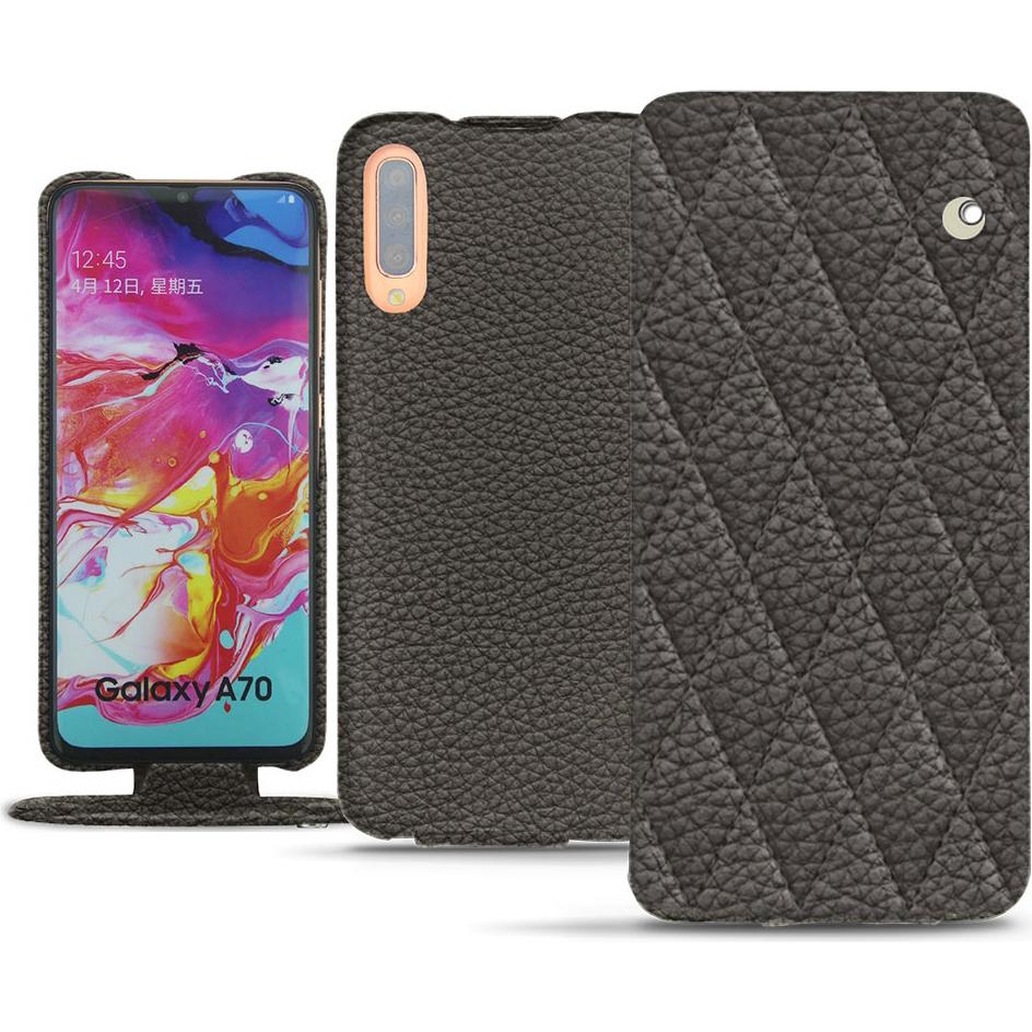 Noreve Lederschutzhülle vertikal (Samsung Galaxy A70), Smartphone Hülle, Grau