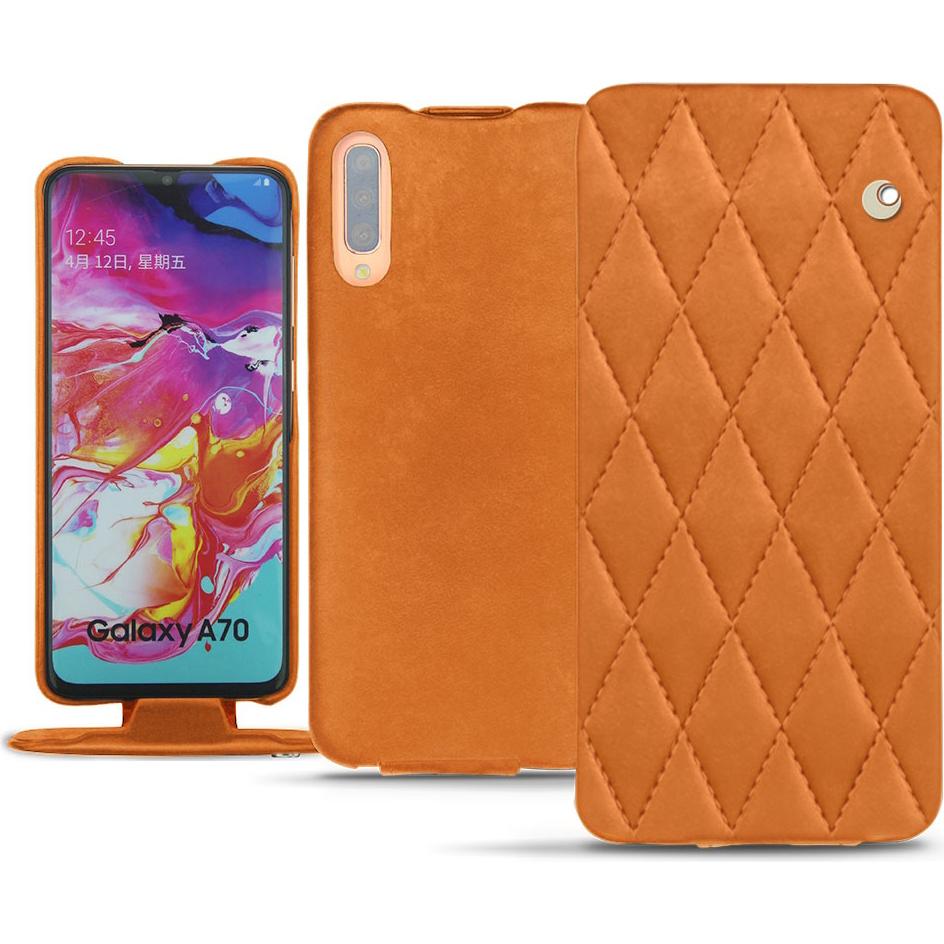 Noreve Lederschutzhülle vertikal (Samsung Galaxy A70), Smartphone Hülle, Orange
