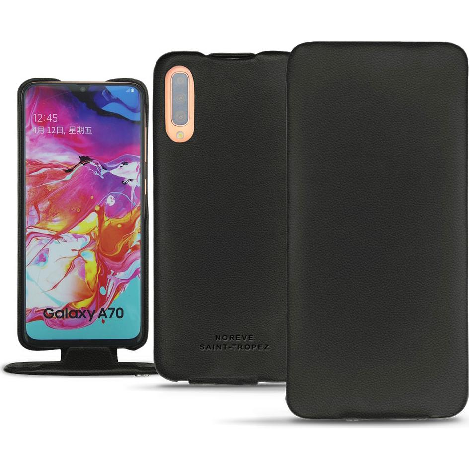 Noreve Lederschutzhülle vertikal (Samsung Galaxy A70), Smartphone Hülle, Schwarz