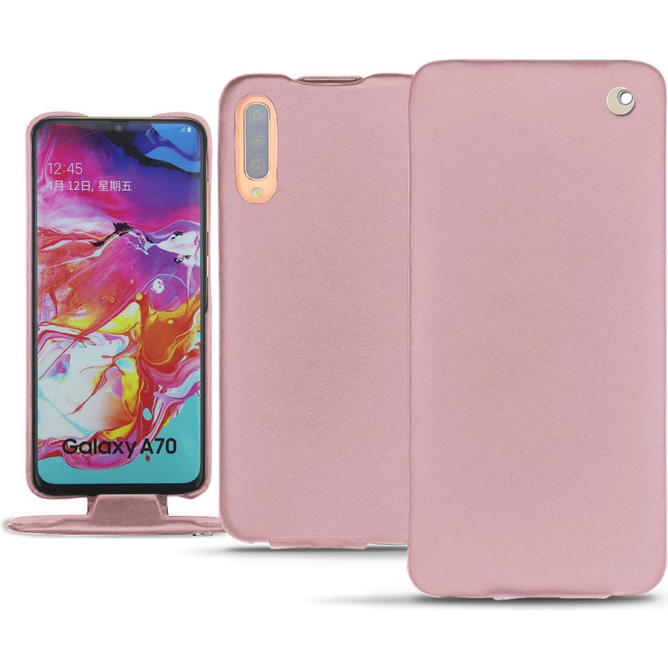 Noreve Lederschutzhülle vertikal (Samsung Galaxy A70), Smartphone Hülle, Rosa