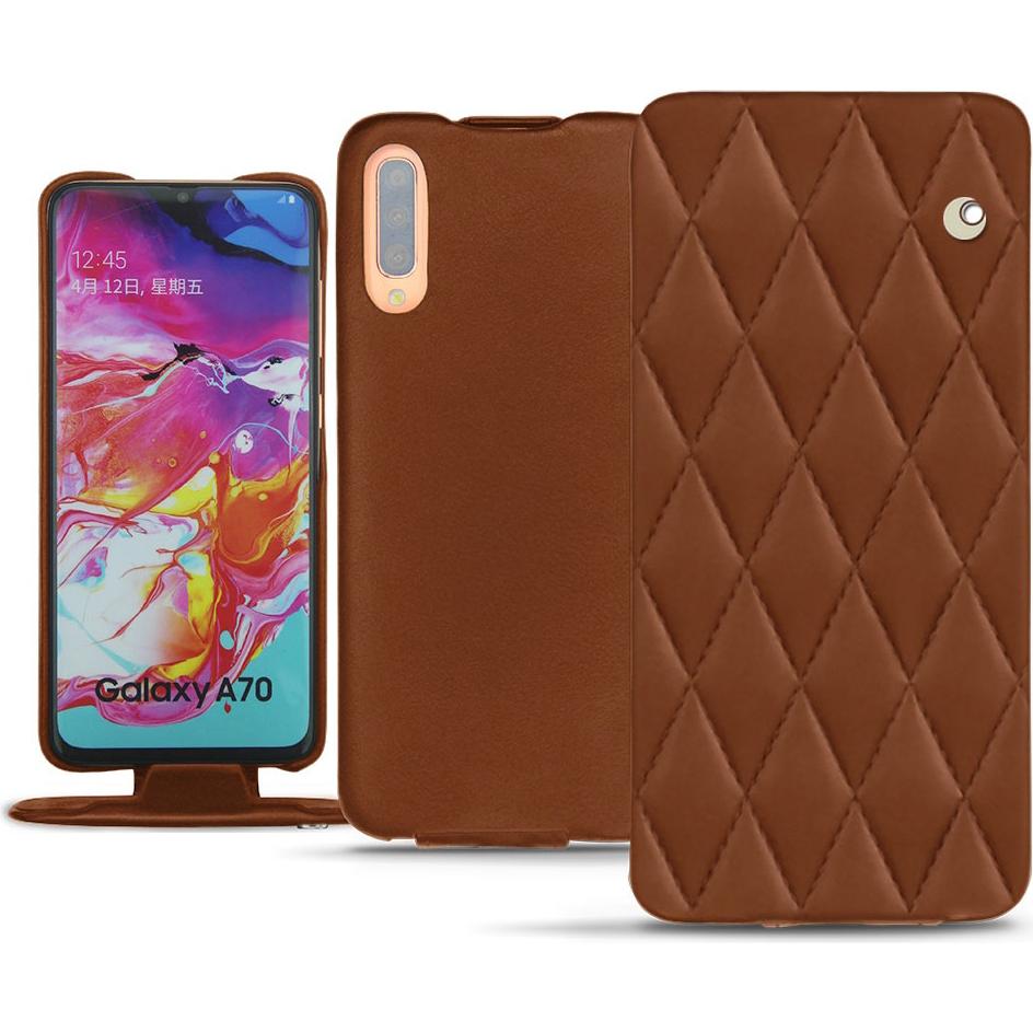 Noreve Lederschutzhülle vertikal (Samsung Galaxy A70), Smartphone Hülle, Braun