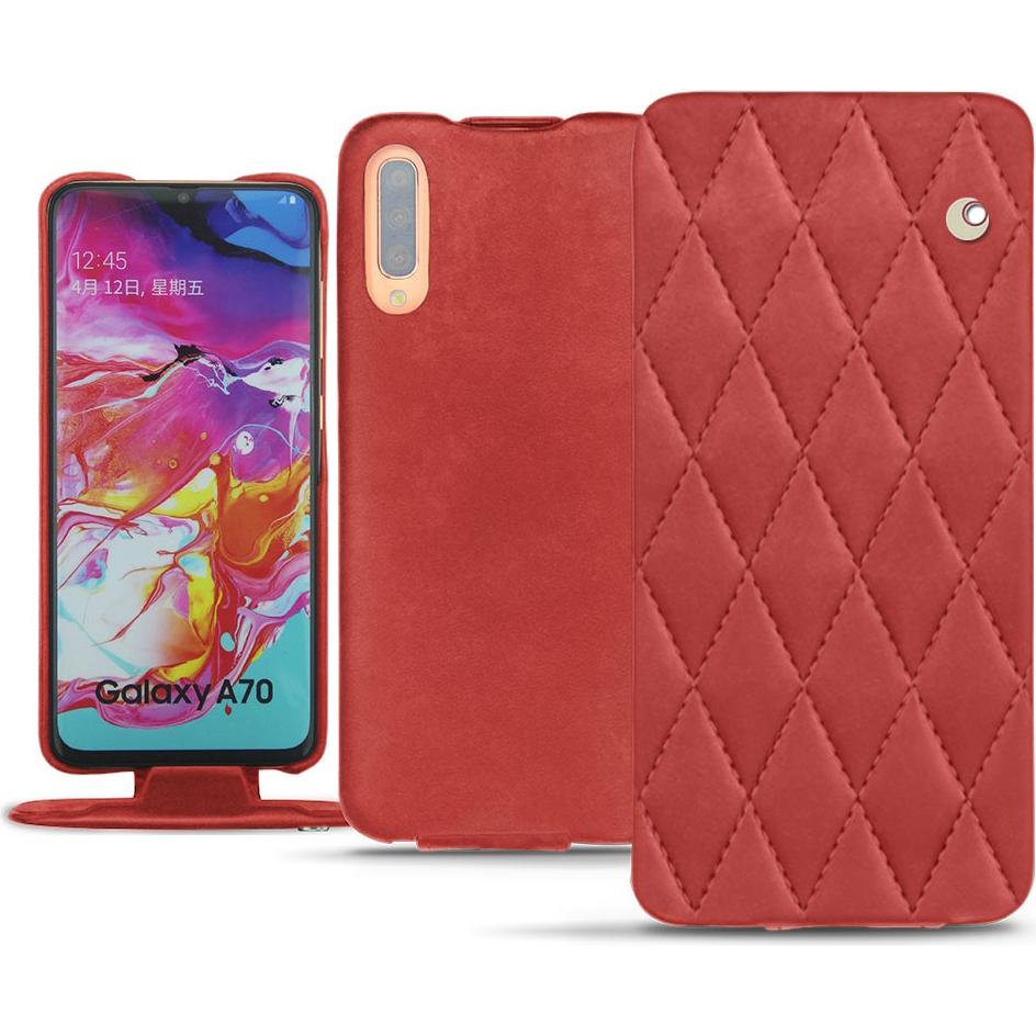 Noreve Lederschutzhülle vertikal (Samsung Galaxy A70), Smartphone Hülle, Rot