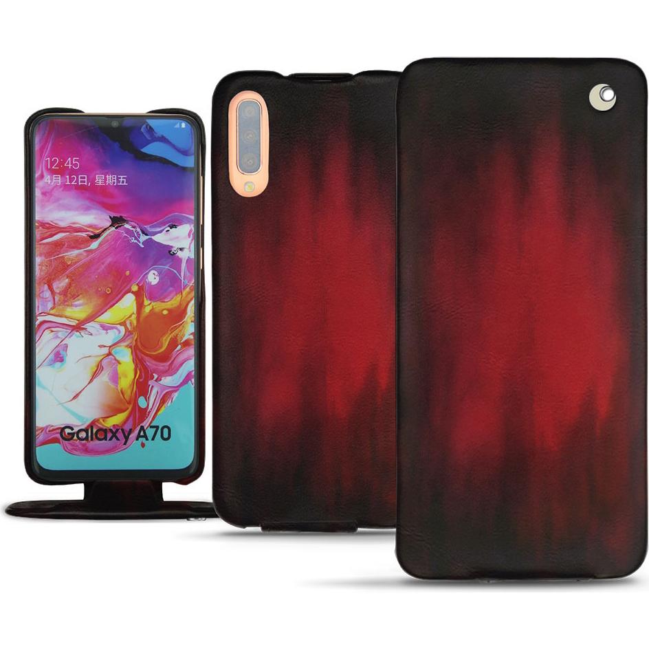 Noreve Lederschutzhülle vertikal (Samsung Galaxy A70), Smartphone Hülle, Rot