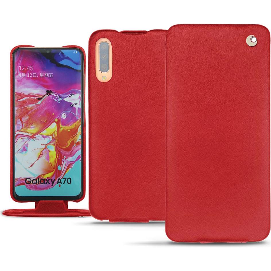 Noreve Lederschutzhülle vertikal (Samsung Galaxy A70), Smartphone Hülle, Rot