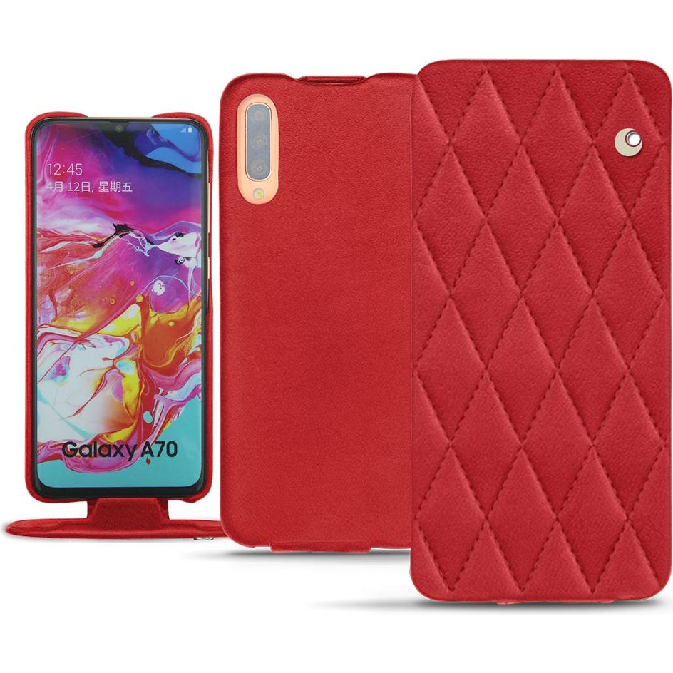 Noreve Lederschutzhülle vertikal (Samsung Galaxy A70), Smartphone Hülle, Rot
