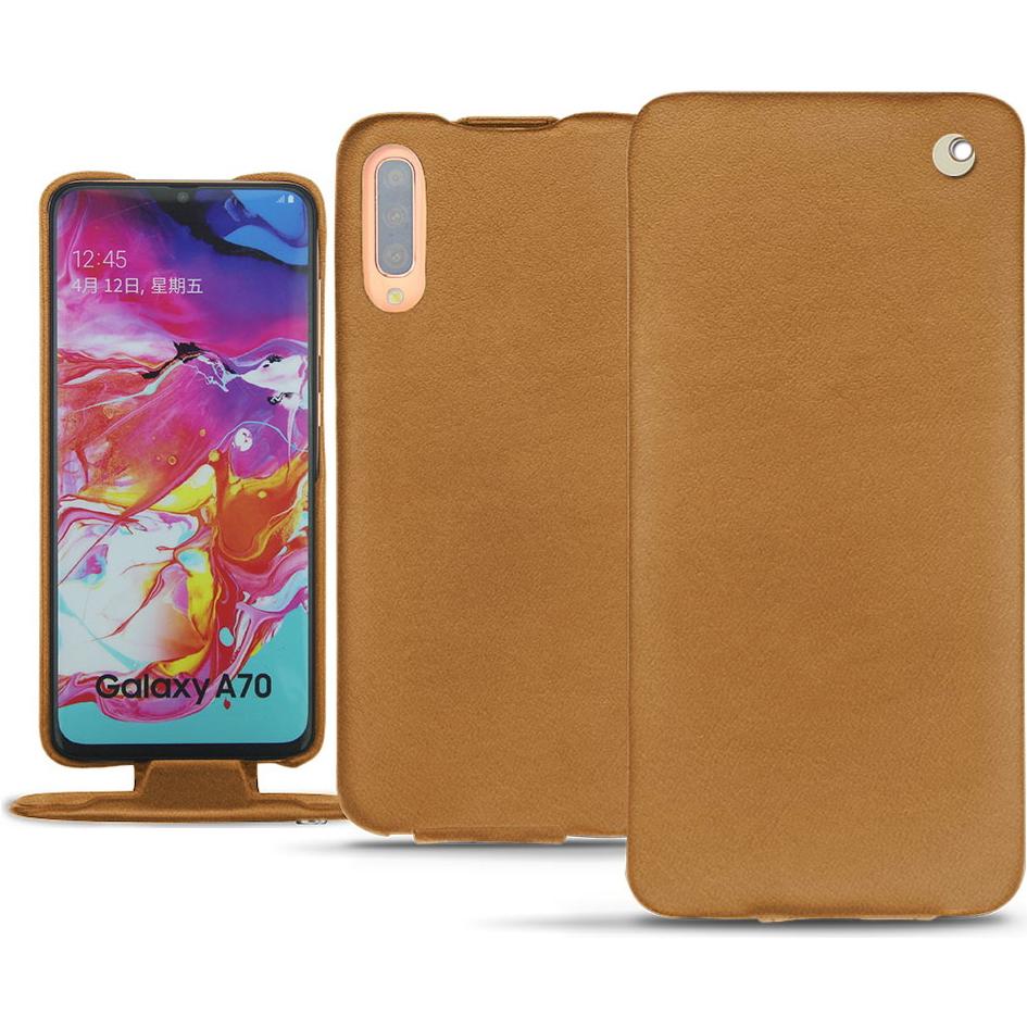 Noreve Lederschutzhülle vertikal (Samsung Galaxy A70), Smartphone Hülle, Braun