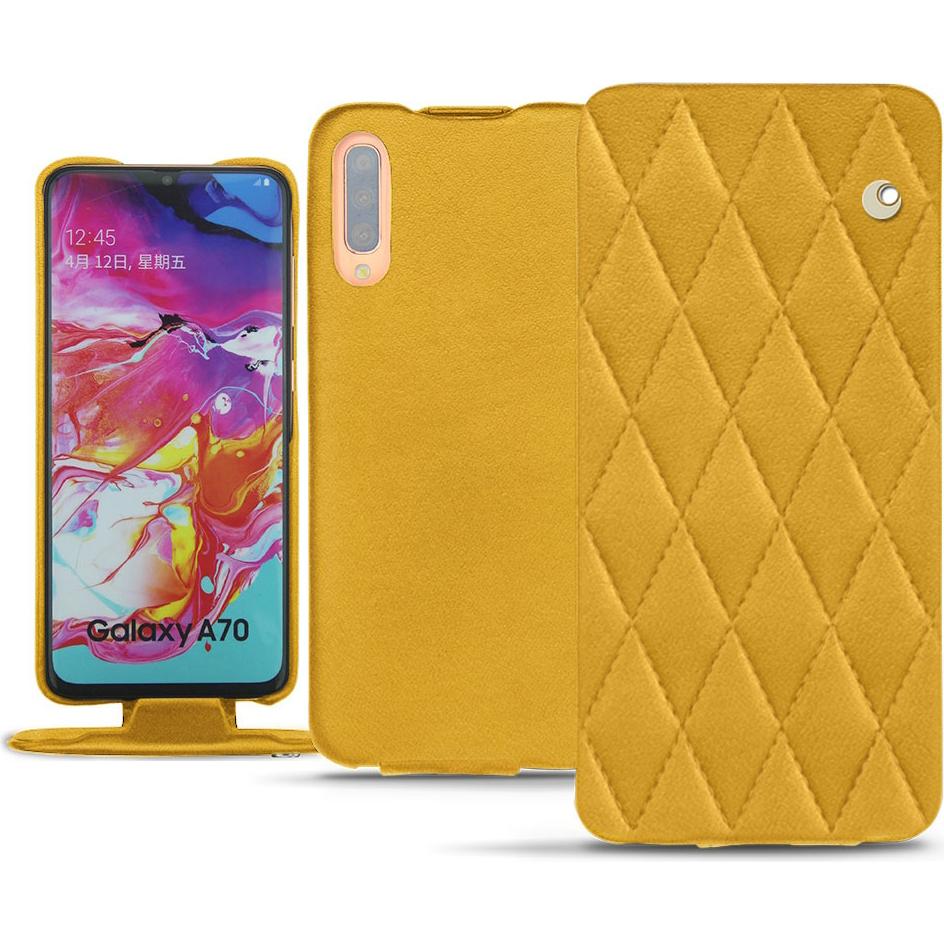 Noreve Lederschutzhülle vertikal (Samsung Galaxy A70), Smartphone Hülle, Orange