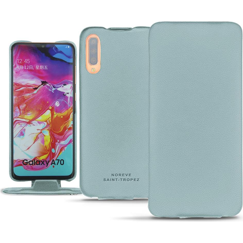 Noreve Lederschutzhülle vertikal (Samsung Galaxy A70), Smartphone Hülle, Blau