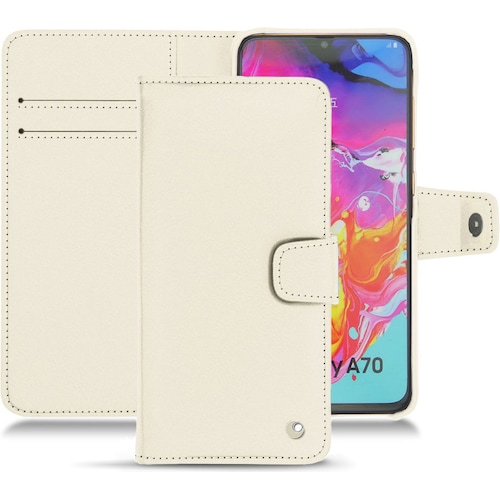 Noreve Lederschutzhülle Wallet (Samsung Galaxy A70), Smartphone Hülle, Weiss