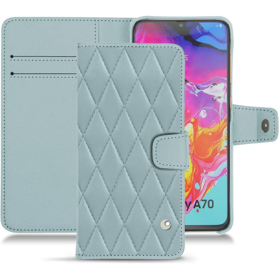 Noreve Lederschutzhülle Wallet (Samsung Galaxy A70), Smartphone Hülle, Blau