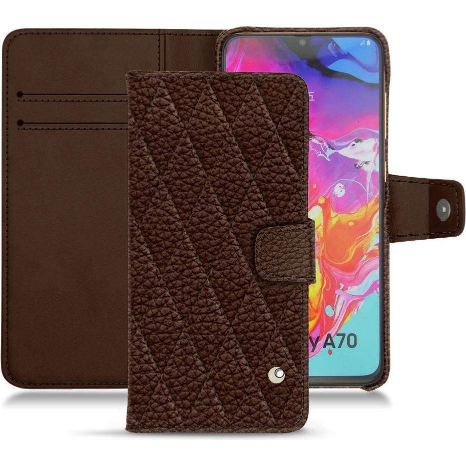 Noreve Lederschutzhülle Wallet (Samsung Galaxy A70), Smartphone Hülle, Braun