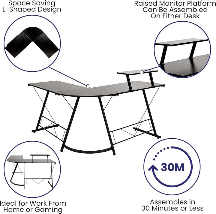 Produktbild Flash Furniture Scrivania Angolare per Computer a Forma di L (181.60 x 128.90 x 73.70 cm)
