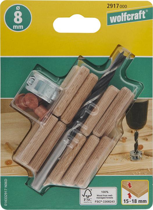 Produktbild wolfcraft wolfcraft 1 Dübel-Set 28-tlg. ø8mm (1 Stk.)