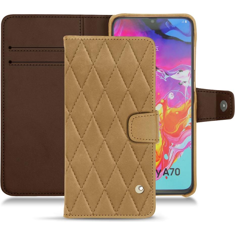 Noreve Lederschutzhülle Wallet (Samsung Galaxy A70), Smartphone Hülle, Braun