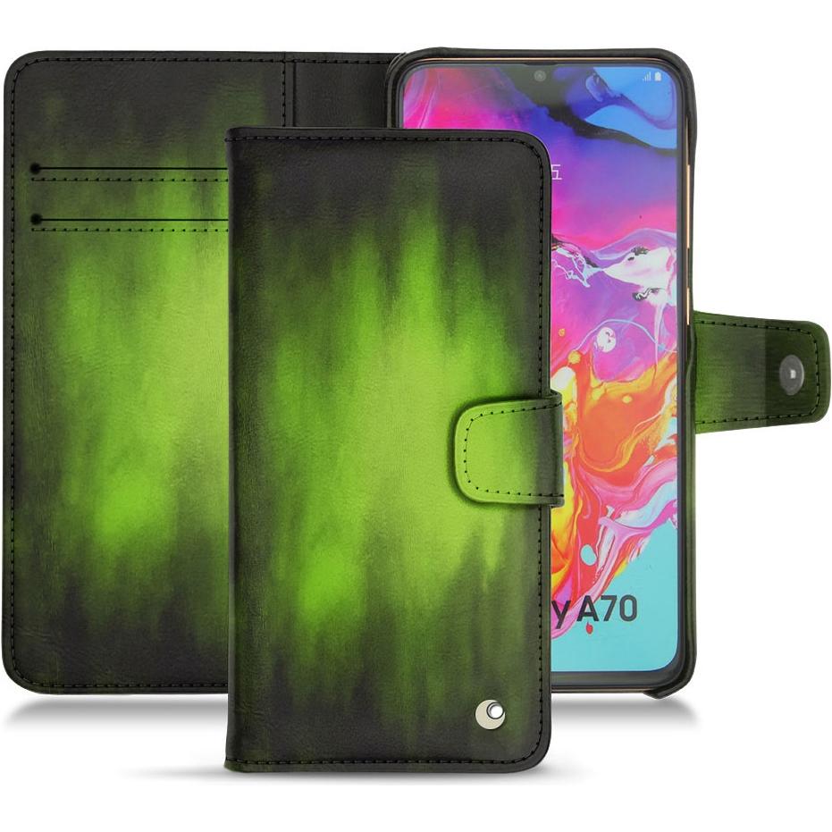 Noreve Lederschutzhülle Wallet (Samsung Galaxy A70), Smartphone Hülle, Grün
