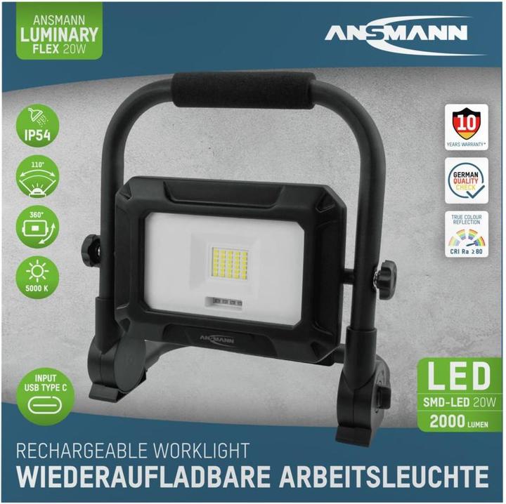 Actual product image Ansmann Work spotlight FL20W-R rechargeable 20 W (2000 lm)