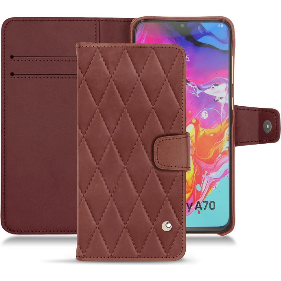 Noreve Lederschutzhülle Wallet (Samsung Galaxy A70), Smartphone Hülle, Rot