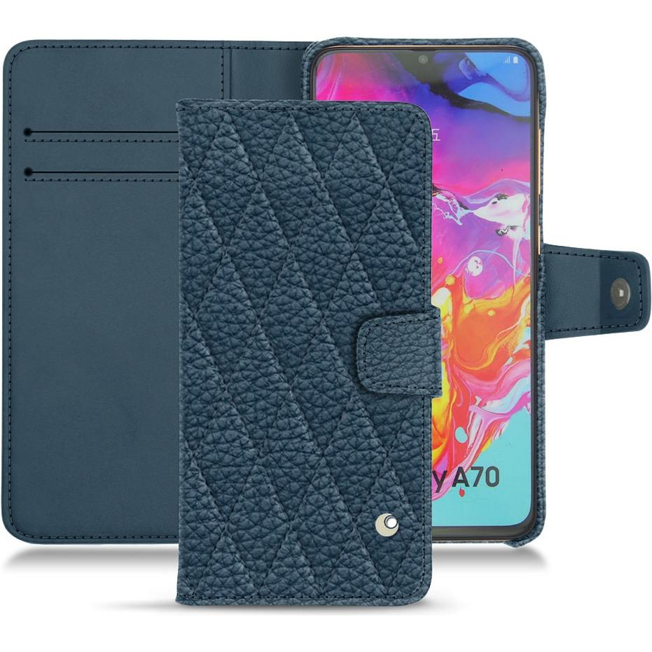 Noreve Lederschutzhülle Wallet (Samsung Galaxy A70), Smartphone Hülle, Blau