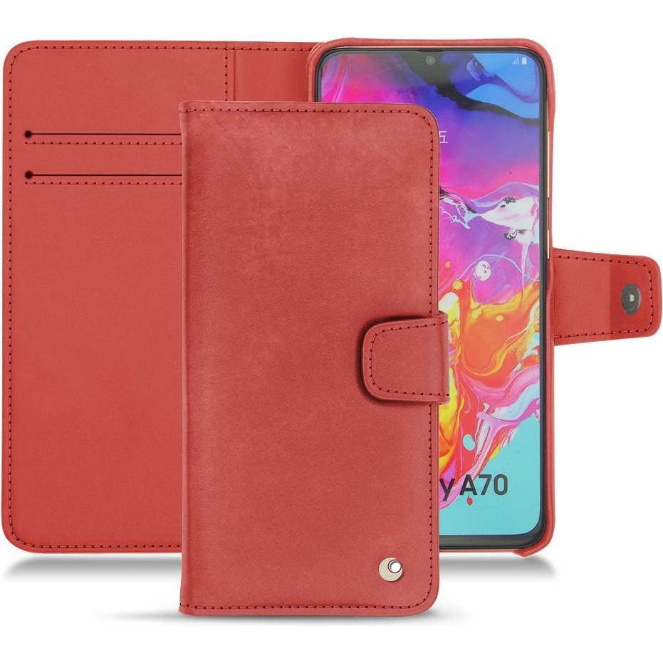 Noreve Lederschutzhülle Wallet (Samsung Galaxy A70), Smartphone Hülle, Rot