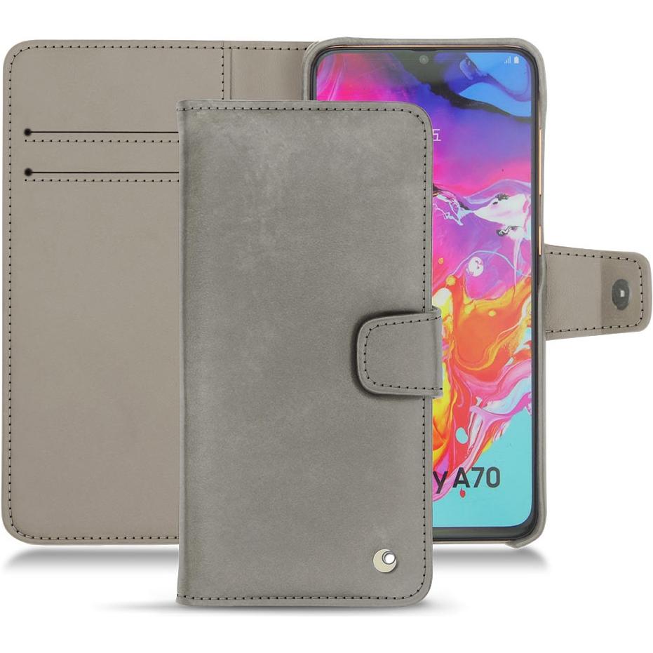 Noreve Lederschutzhülle Wallet (Samsung Galaxy A70), Smartphone Hülle, Grau